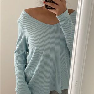 blue long sleeve knit american eagle top